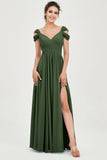 Empire Off the Shoulder Chiffon Women's Wedding Party Dress Bridesmaid Evening Dresses Gowns