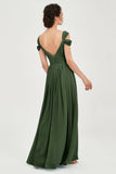 Empire Off the Shoulder Chiffon Women's Wedding Party Dress Bridesmaid Evening Dresses Gowns
