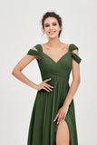 Empire Off the Shoulder Chiffon Women's Wedding Party Dress Bridesmaid Evening Dresses Gowns