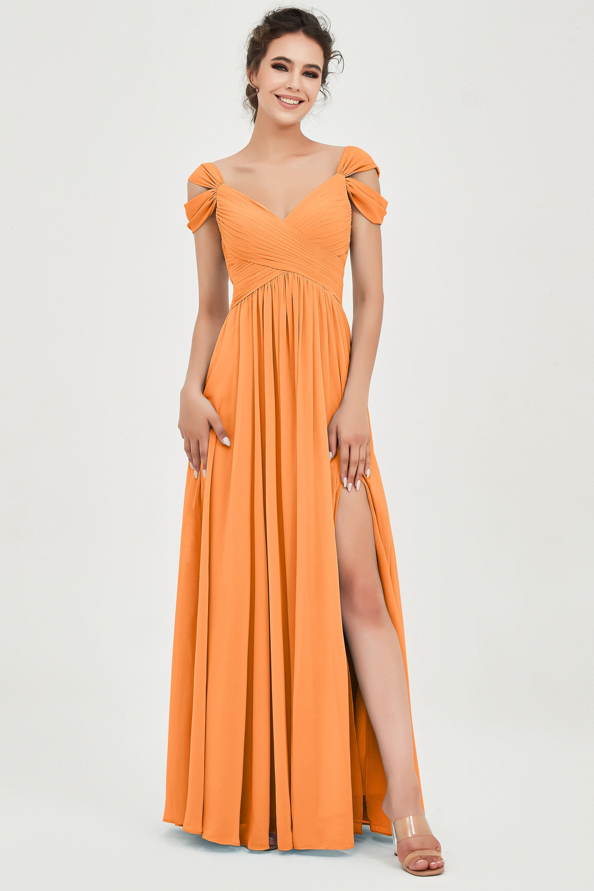 Empire Off the Shoulder Chiffon Women's Wedding Party Dress Bridesmaid Evening Dresses Gowns