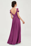 Empire Off the Shoulder Chiffon Women's Wedding Party Dress Bridesmaid Evening Dresses Gowns