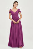 Empire Off the Shoulder Chiffon Women's Wedding Party Dress Bridesmaid Evening Dresses Gowns