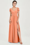 Empire Off the Shoulder Chiffon Women's Wedding Party Dress Bridesmaid Evening Dresses Gowns
