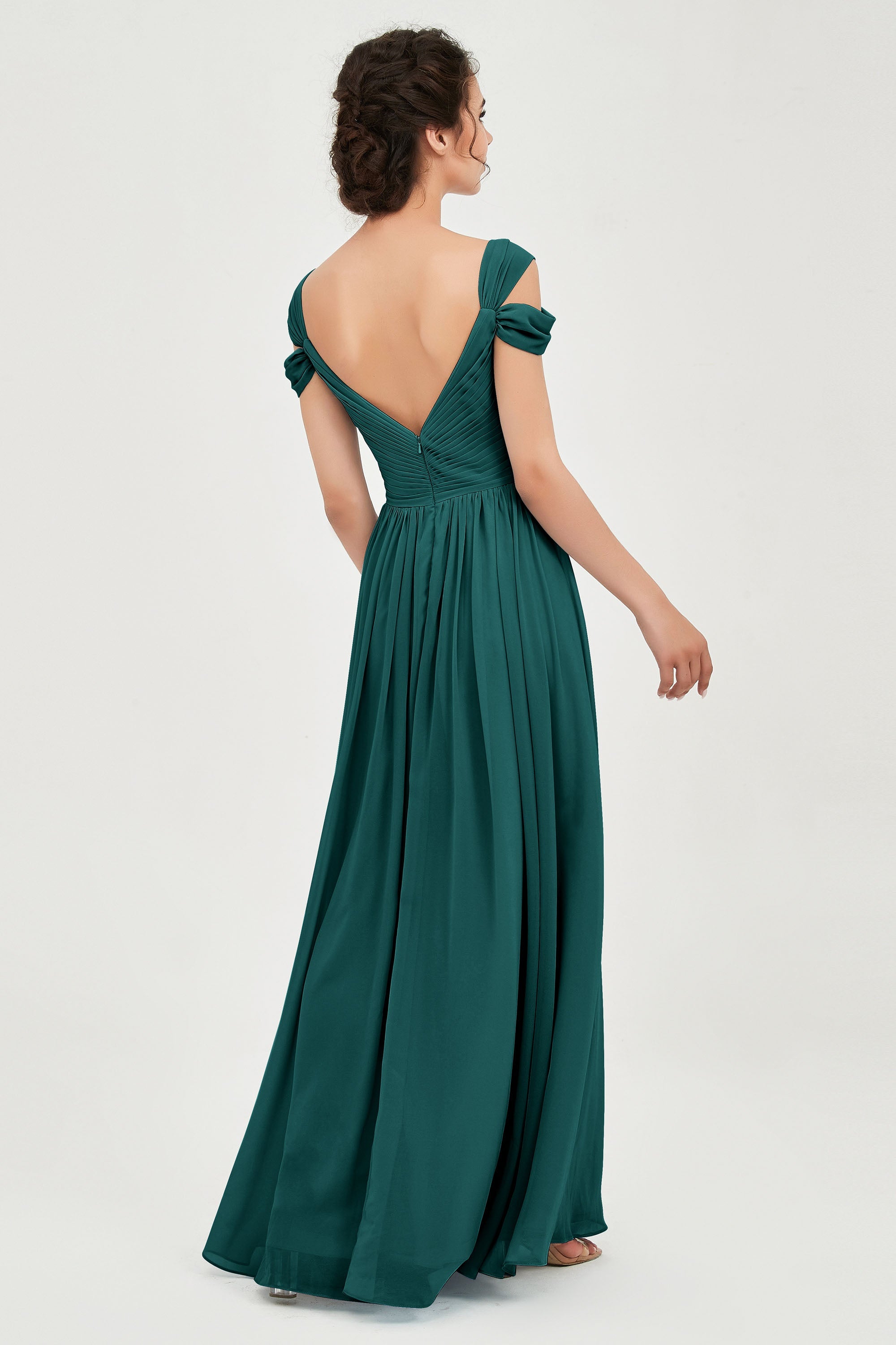 Empire Off the Shoulder Chiffon Women's Wedding Party Dress Bridesmaid Evening Dresses Gowns