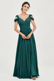 Empire Off the Shoulder Chiffon Women's Wedding Party Dress Bridesmaid Evening Dresses Gowns