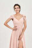 Empire Off the Shoulder Chiffon Women's Wedding Party Dress Bridesmaid Evening Dresses Gowns