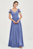 Empire Off the Shoulder Chiffon Women's Wedding Party Dress Bridesmaid Evening Dresses Gowns
