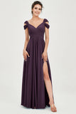 Empire Off the Shoulder Chiffon Women's Wedding Party Dress Bridesmaid Evening Dresses Gowns