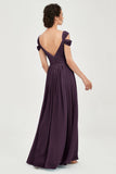 Empire Off the Shoulder Chiffon Women's Wedding Party Dress Bridesmaid Evening Dresses Gowns