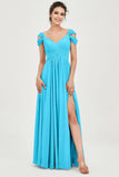 Empire Off the Shoulder Chiffon Women's Wedding Party Dress Bridesmaid Evening Dresses Gowns
