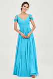 Empire Off the Shoulder Chiffon Women's Wedding Party Dress Bridesmaid Evening Dresses Gowns
