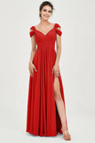 Empire Off the Shoulder Chiffon Women's Wedding Party Dress Bridesmaid Evening Dresses Gowns