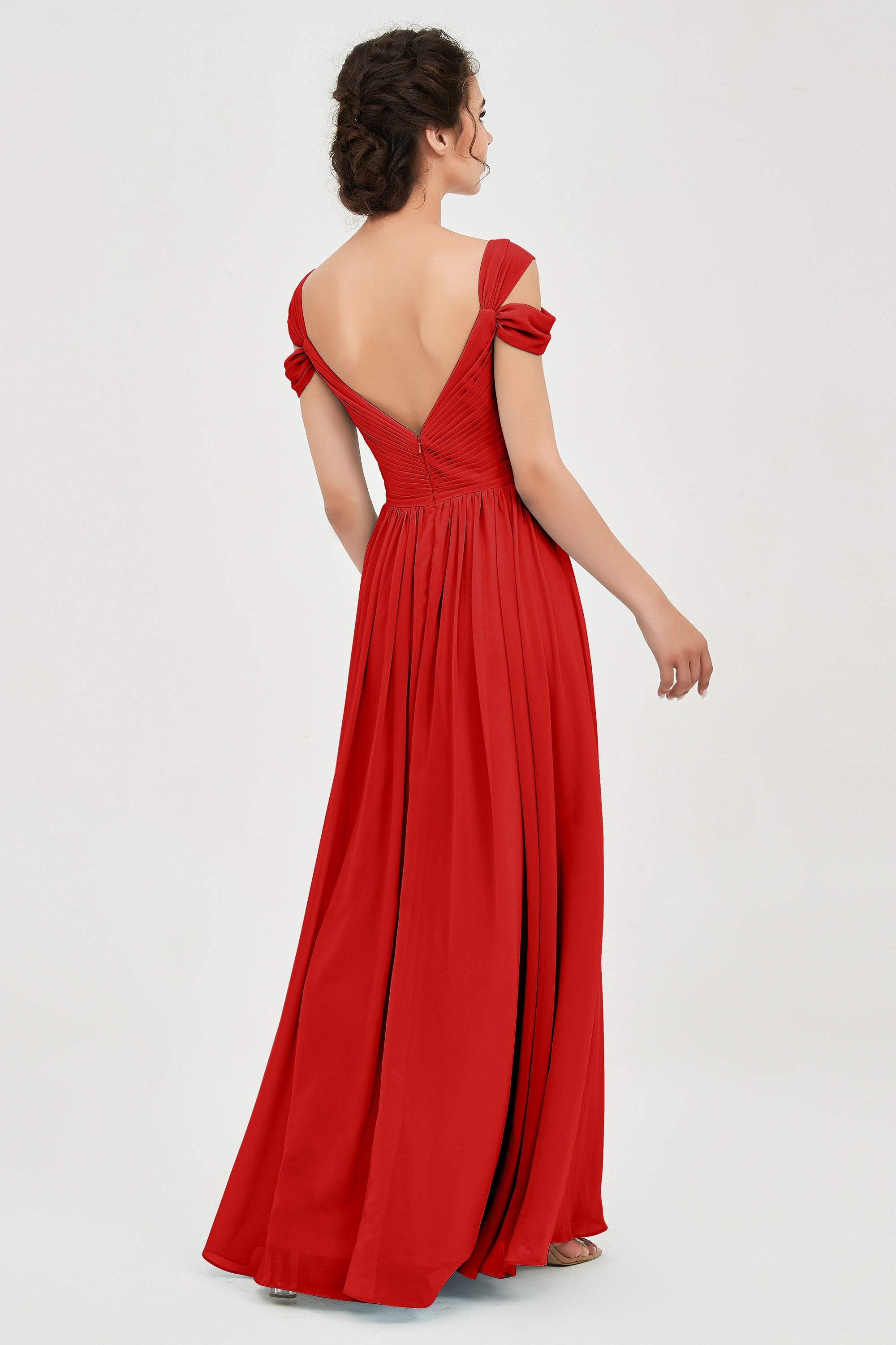 Empire Off the Shoulder Chiffon Women's Wedding Party Dress Bridesmaid Evening Dresses Gowns