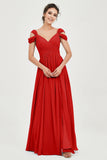 Empire Off the Shoulder Chiffon Women's Wedding Party Dress Bridesmaid Evening Dresses Gowns