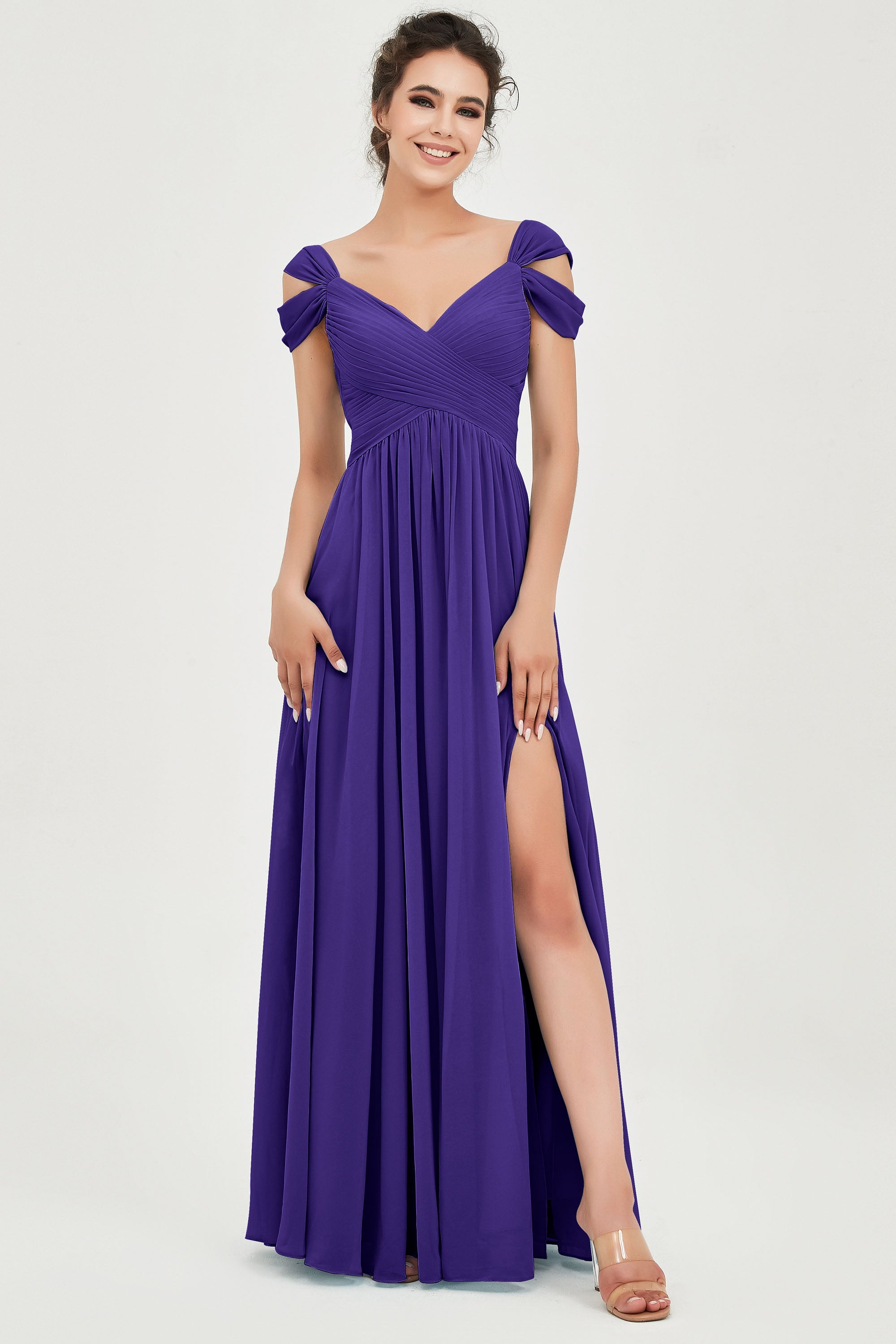 Empire Off the Shoulder Chiffon Women's Wedding Party Dress Bridesmaid Evening Dresses Gowns