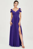 Empire Off the Shoulder Chiffon Women's Wedding Party Dress Bridesmaid Evening Dresses Gowns
