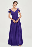 Empire Off the Shoulder Chiffon Women's Wedding Party Dress Bridesmaid Evening Dresses Gowns