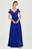 Empire Off the Shoulder Chiffon Women's Wedding Party Dress Bridesmaid Evening Dresses Gowns