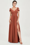 Empire Off the Shoulder Chiffon Women's Wedding Party Dress Bridesmaid Evening Dresses Gowns