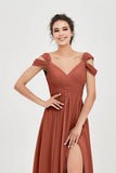 Empire Off the Shoulder Chiffon Women's Wedding Party Dress Bridesmaid Evening Dresses Gowns