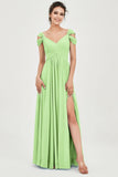 Empire Off the Shoulder Chiffon Women's Wedding Party Dress Bridesmaid Evening Dresses Gowns
