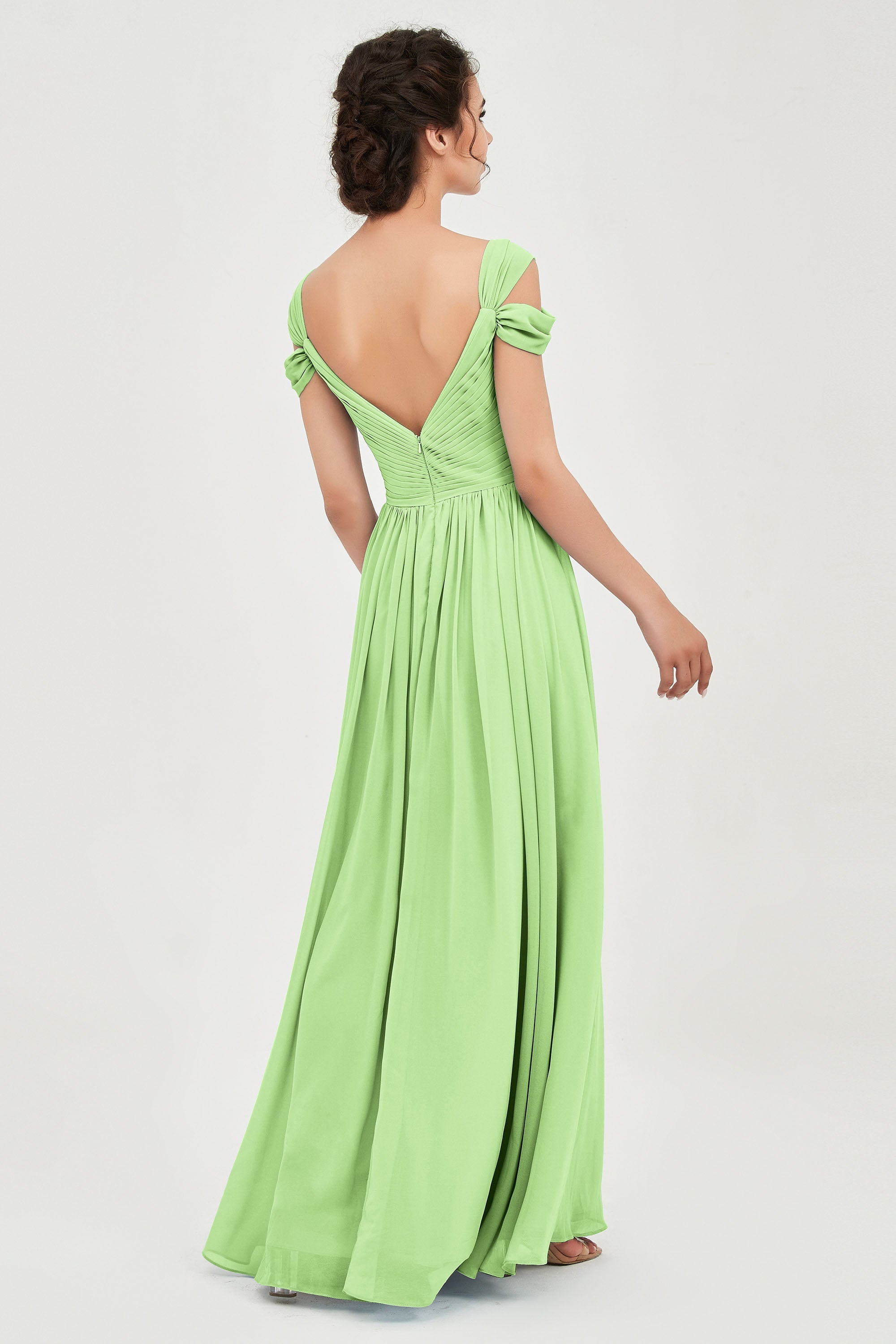 Empire Off the Shoulder Chiffon Women's Wedding Party Dress Bridesmaid Evening Dresses Gowns