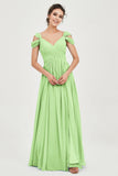 Empire Off the Shoulder Chiffon Women's Wedding Party Dress Bridesmaid Evening Dresses Gowns