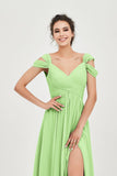 Empire Off the Shoulder Chiffon Women's Wedding Party Dress Bridesmaid Evening Dresses Gowns