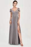 Empire Off the Shoulder Chiffon Women's Wedding Party Dress Bridesmaid Evening Dresses Gowns