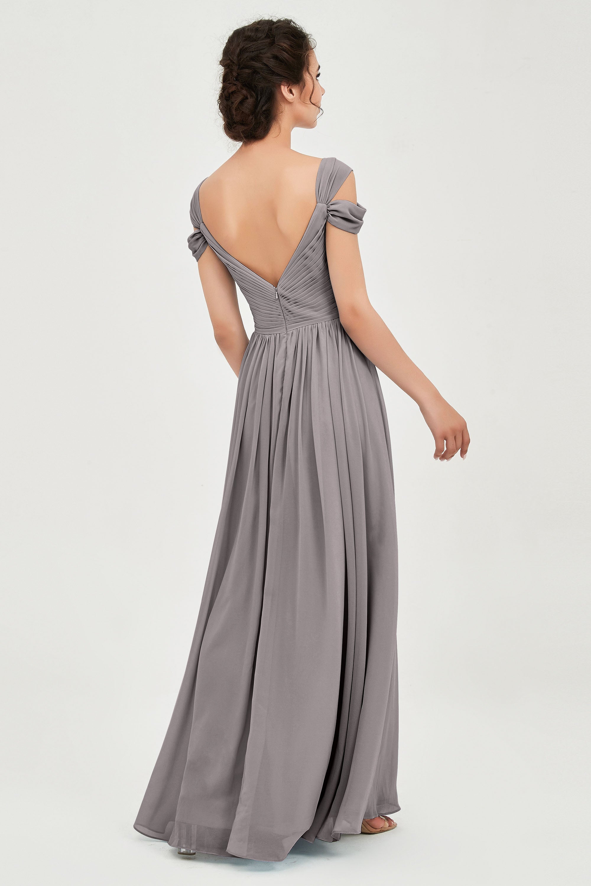 Empire Off the Shoulder Chiffon Women's Wedding Party Dress Bridesmaid Evening Dresses Gowns