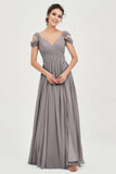 Empire Off the Shoulder Chiffon Women's Wedding Party Dress Bridesmaid Evening Dresses Gowns