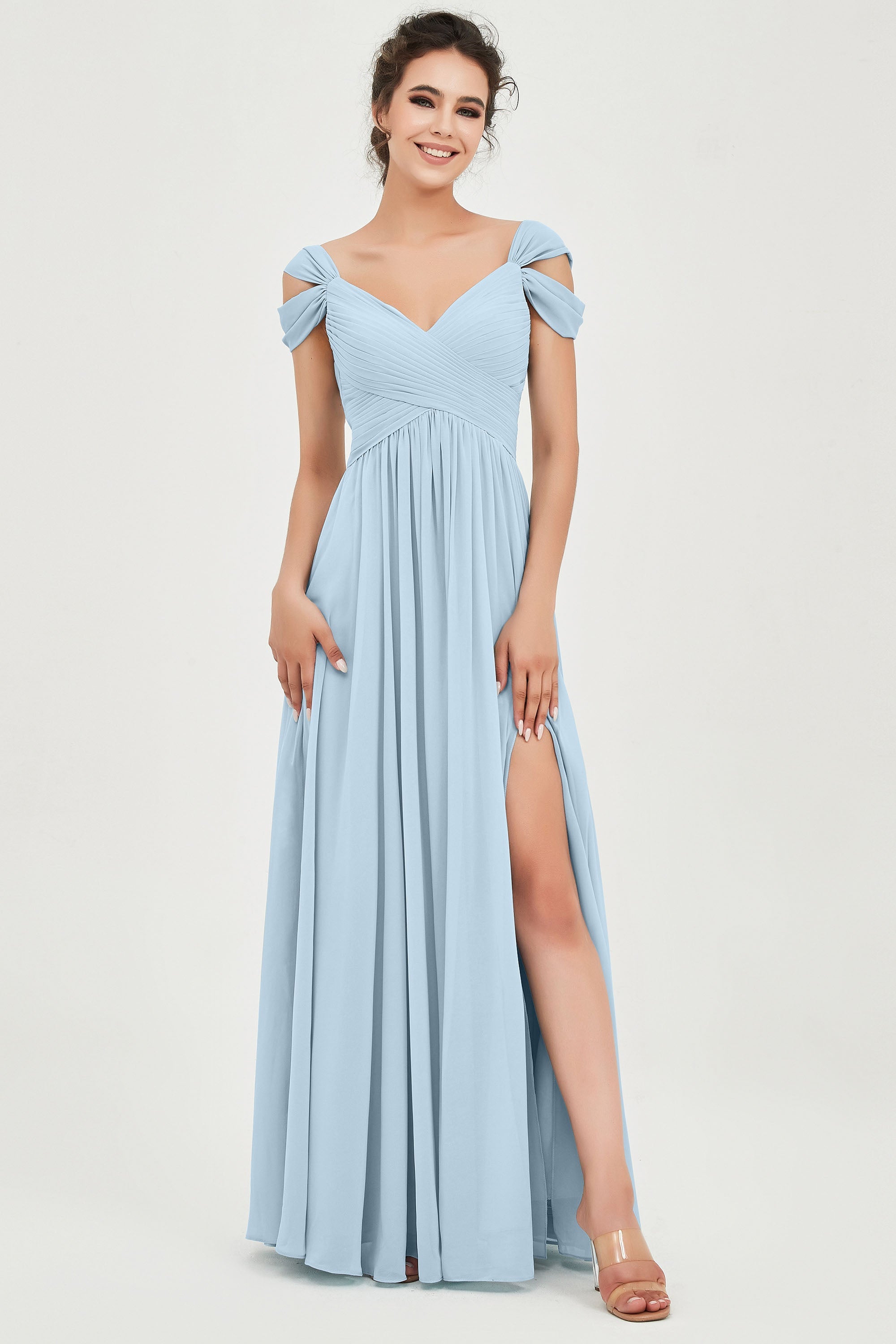 Empire Off the Shoulder Chiffon Women's Wedding Party Dress Bridesmaid Evening Dresses Gowns
