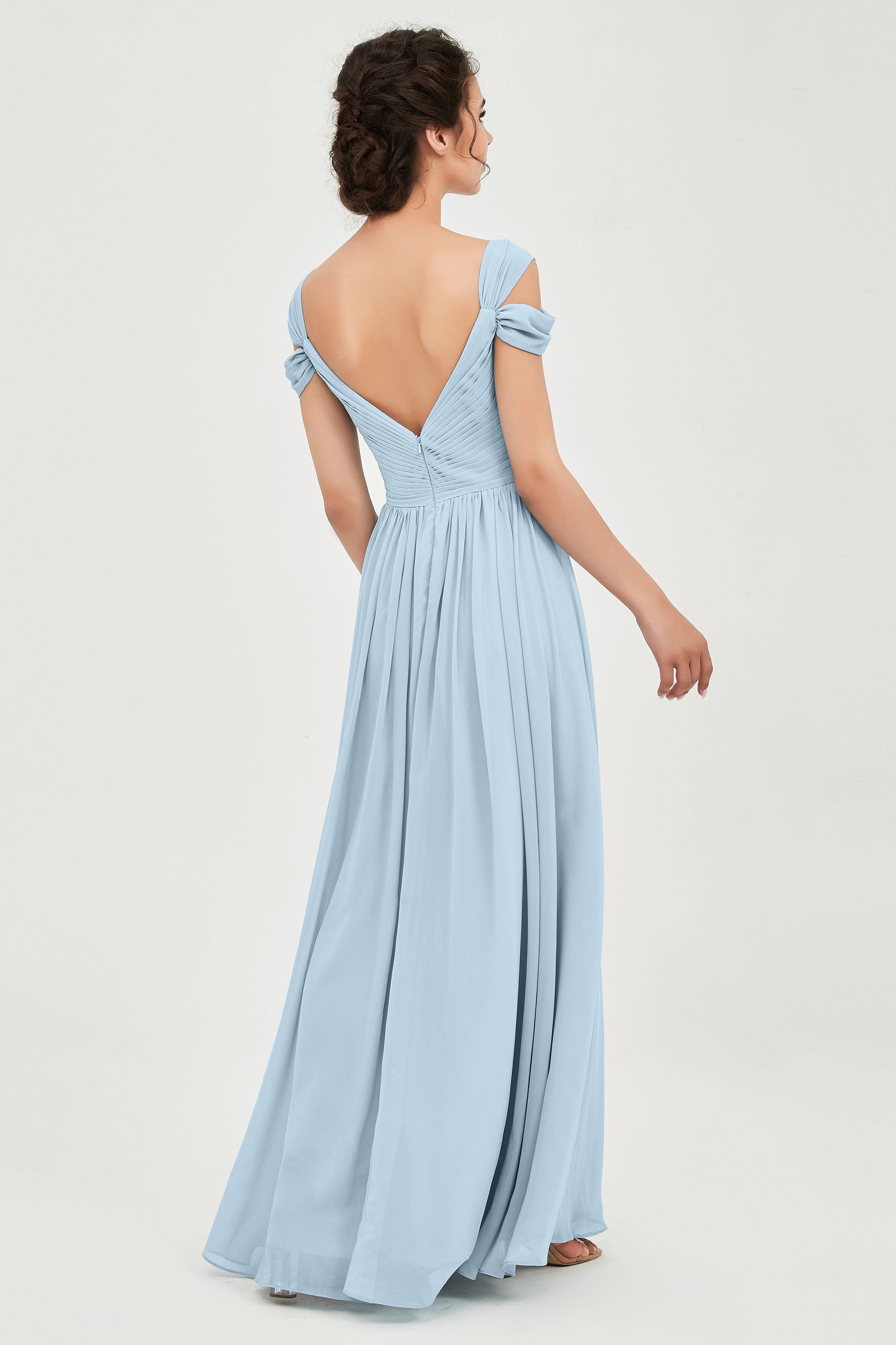 Empire Off the Shoulder Chiffon Women's Wedding Party Dress Bridesmaid Evening Dresses Gowns