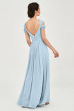 Empire Off the Shoulder Chiffon Women's Wedding Party Dress Bridesmaid Evening Dresses Gowns