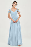 Empire Off the Shoulder Chiffon Women's Wedding Party Dress Bridesmaid Evening Dresses Gowns