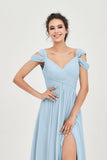 Empire Off the Shoulder Chiffon Women's Wedding Party Dress Bridesmaid Evening Dresses Gowns
