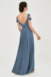 Empire Off the Shoulder Chiffon Women's Wedding Party Dress Bridesmaid Evening Dresses Gowns