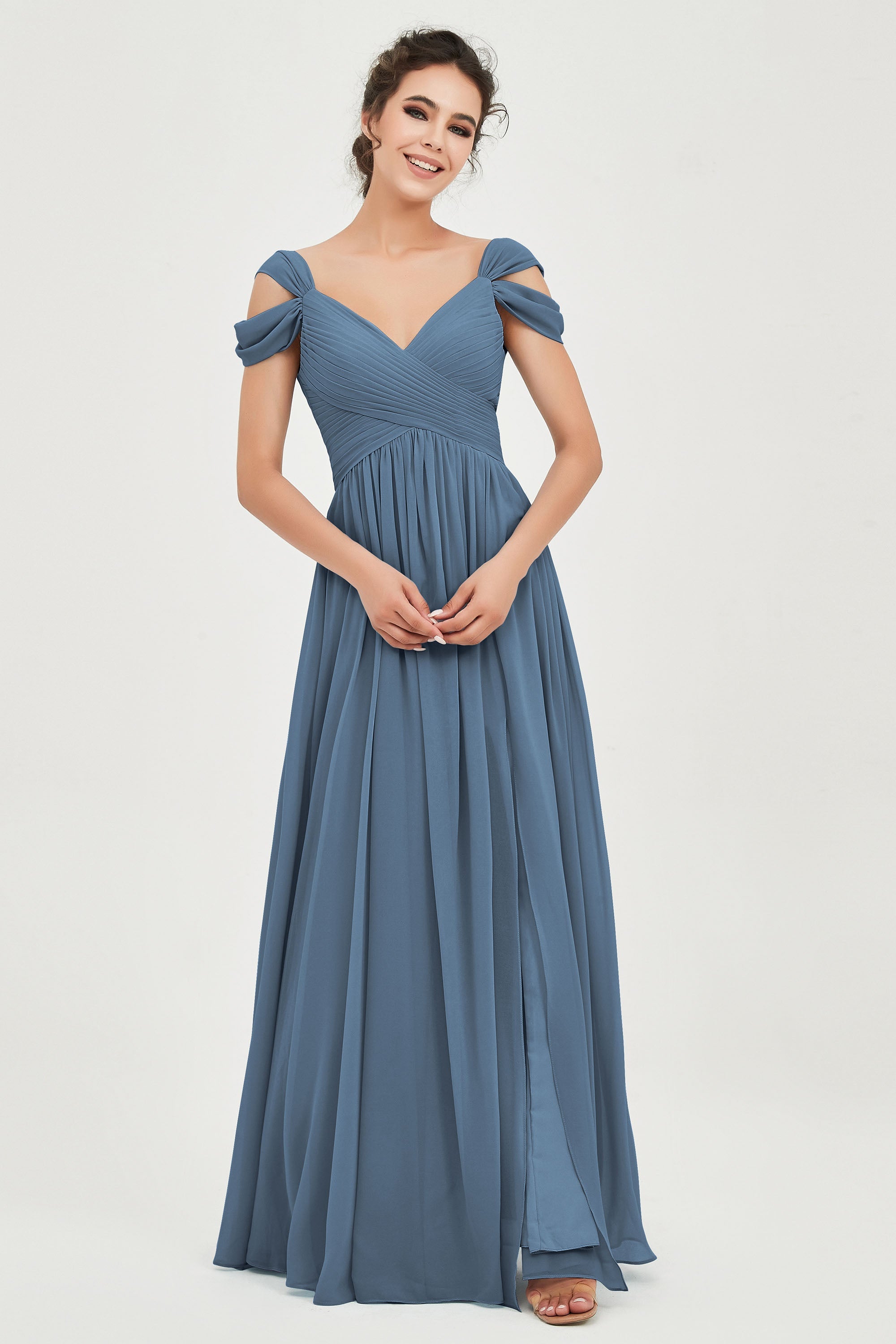 Empire Off the Shoulder Chiffon Women's Wedding Party Dress Bridesmaid Evening Dresses Gowns