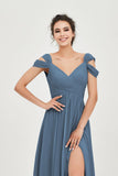 Empire Off the Shoulder Chiffon Women's Wedding Party Dress Bridesmaid Evening Dresses Gowns