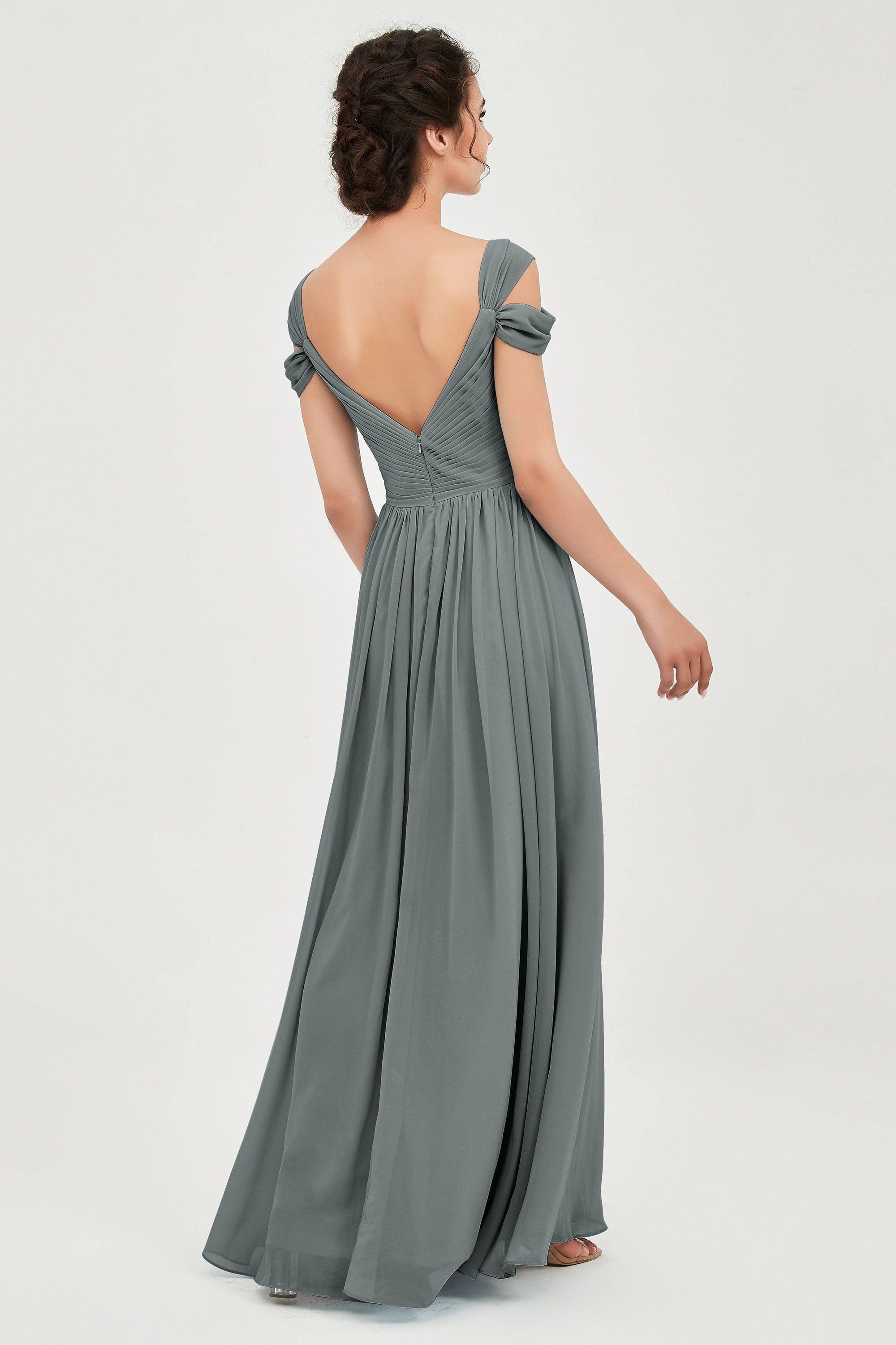 Empire Off the Shoulder Chiffon Women's Wedding Party Dress Bridesmaid Evening Dresses Gowns
