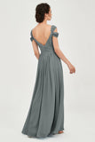 Empire Off the Shoulder Chiffon Women's Wedding Party Dress Bridesmaid Evening Dresses Gowns