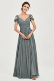 Empire Off the Shoulder Chiffon Women's Wedding Party Dress Bridesmaid Evening Dresses Gowns