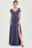 Empire Off the Shoulder Chiffon Women's Wedding Party Dress Bridesmaid Evening Dresses Gowns