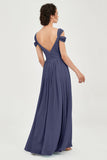 Empire Off the Shoulder Chiffon Women's Wedding Party Dress Bridesmaid Evening Dresses Gowns