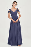 Empire Off the Shoulder Chiffon Women's Wedding Party Dress Bridesmaid Evening Dresses Gowns