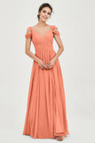 Empire Off the Shoulder Chiffon Women's Wedding Party Dress Bridesmaid Evening Dresses Gowns