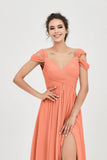 Empire Off the Shoulder Chiffon Women's Wedding Party Dress Bridesmaid Evening Dresses Gowns