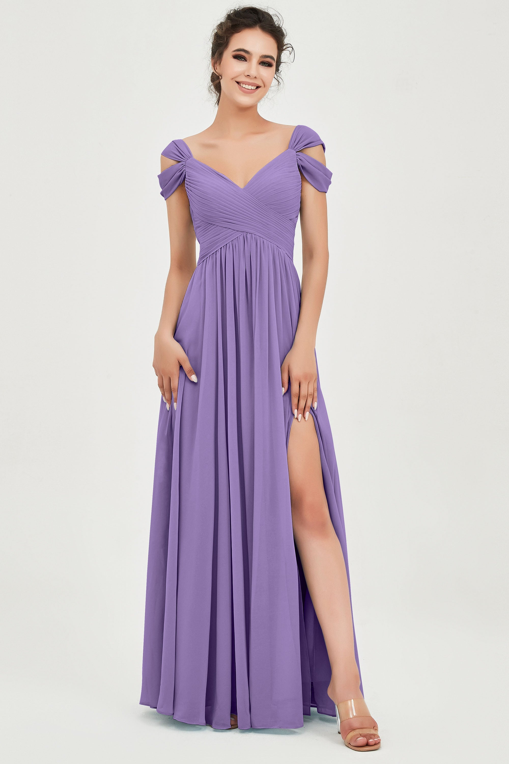Empire Off the Shoulder Chiffon Women's Wedding Party Dress Bridesmaid Evening Dresses Gowns