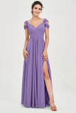 Empire Off the Shoulder Chiffon Women's Wedding Party Dress Bridesmaid Evening Dresses Gowns