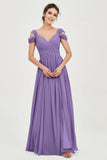 Empire Off the Shoulder Chiffon Women's Wedding Party Dress Bridesmaid Evening Dresses Gowns